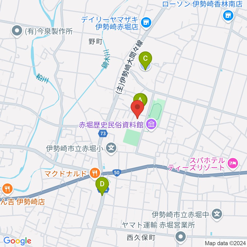 赤堀芸術文化プラザ周辺の駐車場・コインパーキング一覧地図