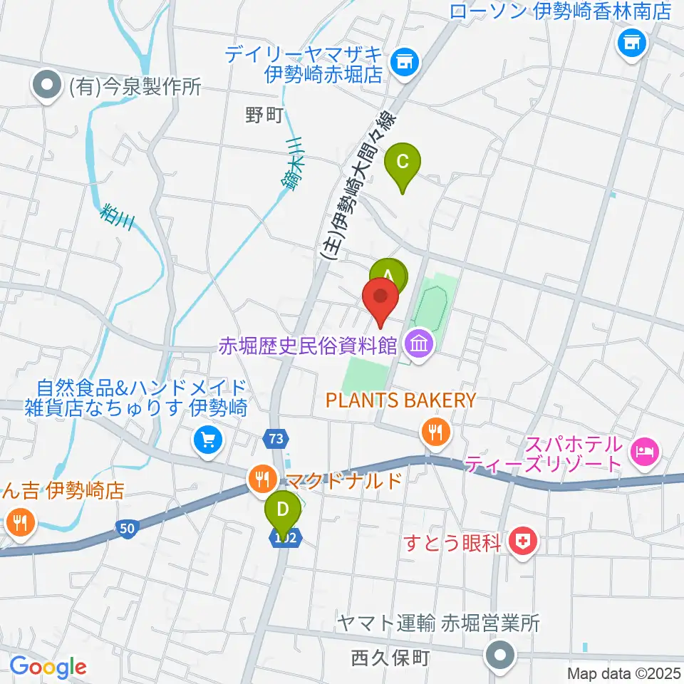 赤堀芸術文化プラザ周辺の駐車場・コインパーキング一覧地図