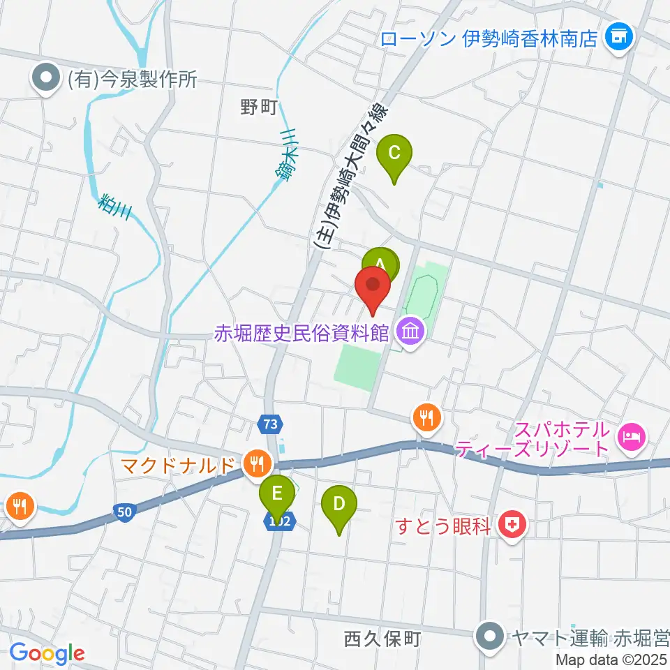 赤堀芸術文化プラザ周辺の駐車場・コインパーキング一覧地図