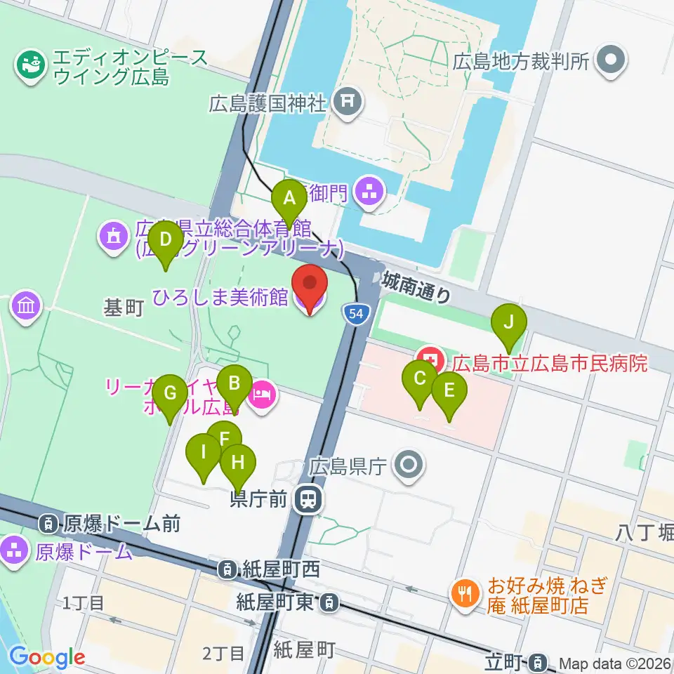 ひろしま美術館 周辺の駐車場 コインパーキング一覧マップ