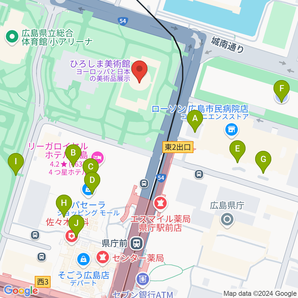 ひろしま美術館周辺の駐車場・コインパーキング一覧地図