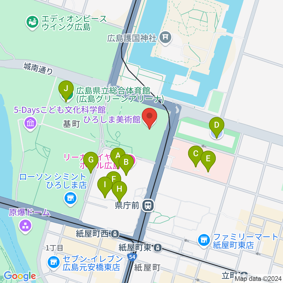 ひろしま美術館周辺の駐車場・コインパーキング一覧地図