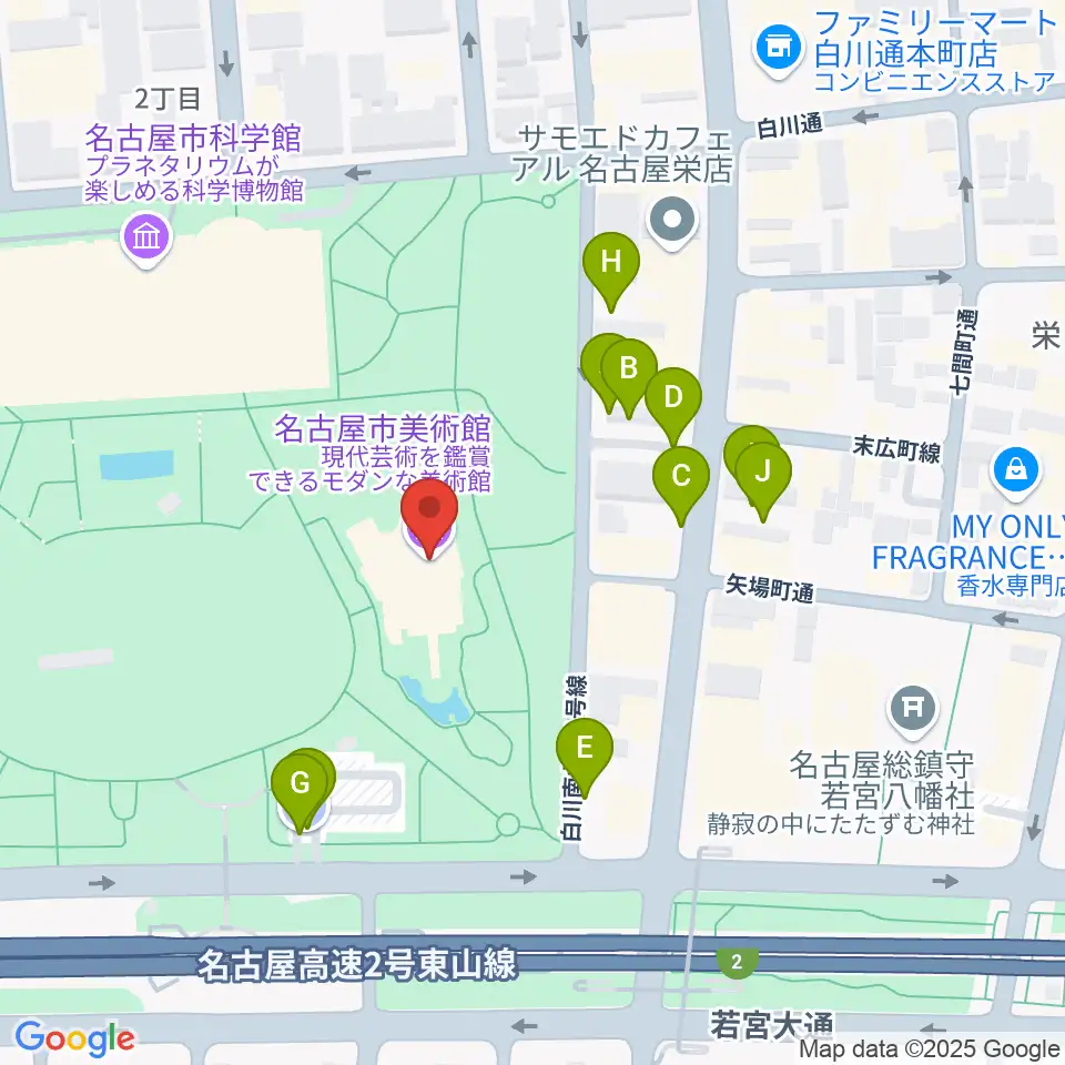 名古屋市美術館周辺の駐車場・コインパーキング一覧地図