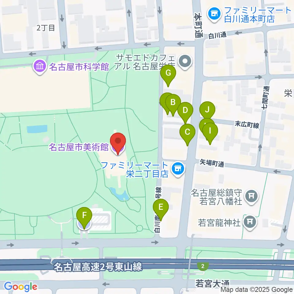 名古屋市美術館周辺の駐車場・コインパーキング一覧地図