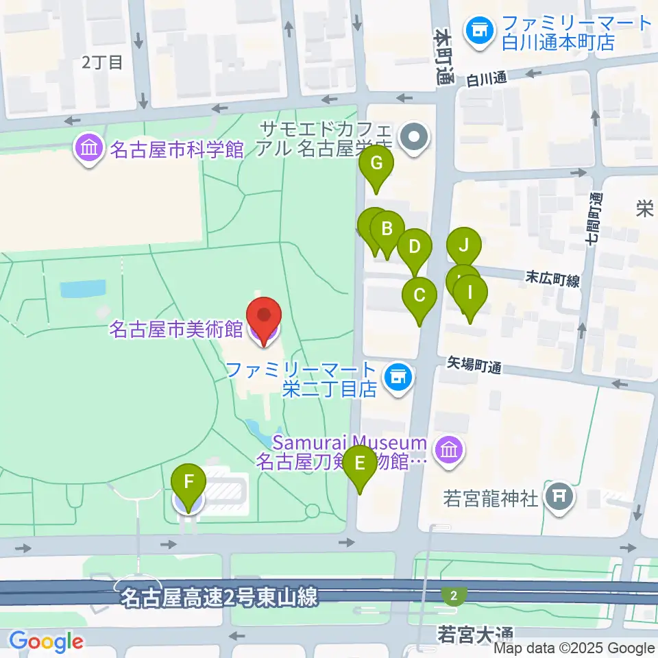 名古屋市美術館周辺の駐車場・コインパーキング一覧地図