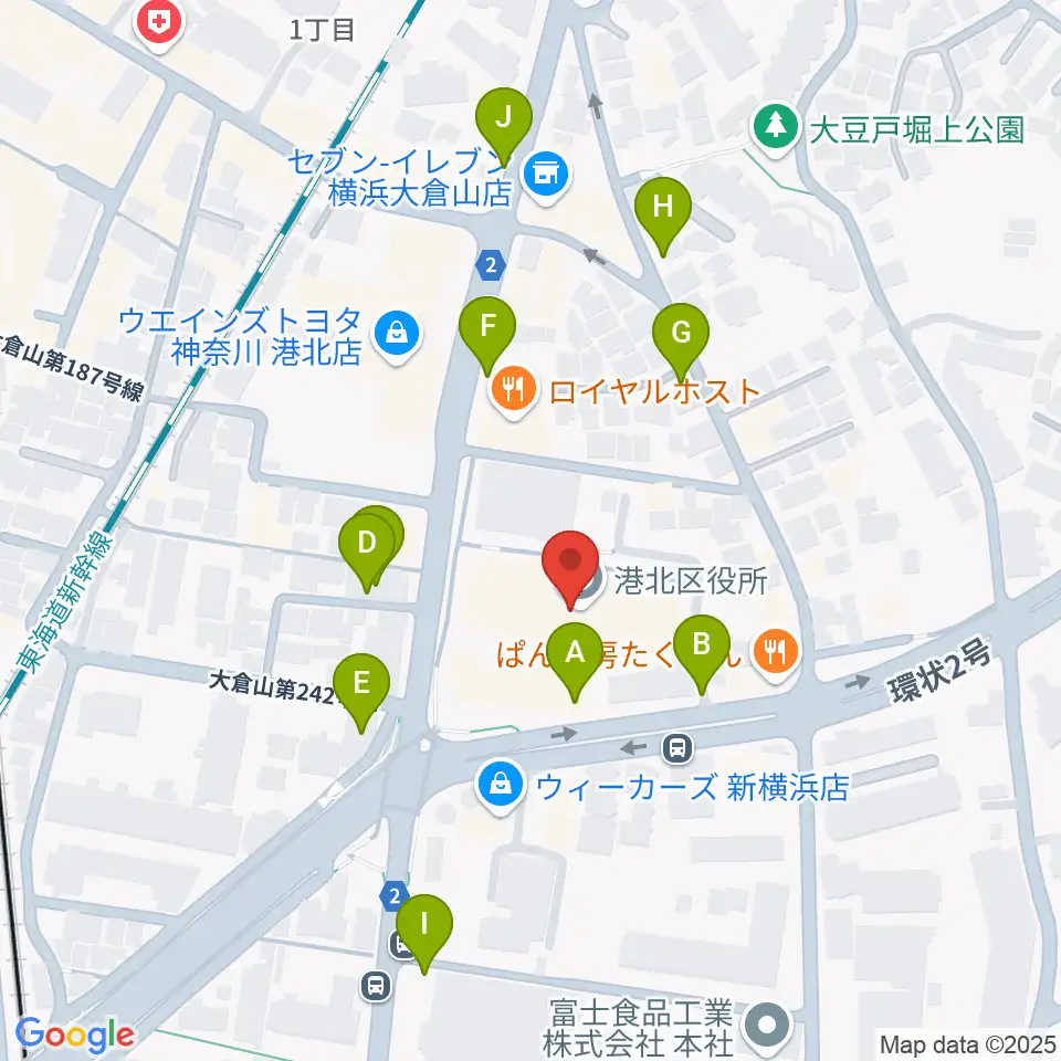 横浜市港北公会堂周辺の駐車場・コインパーキング一覧地図