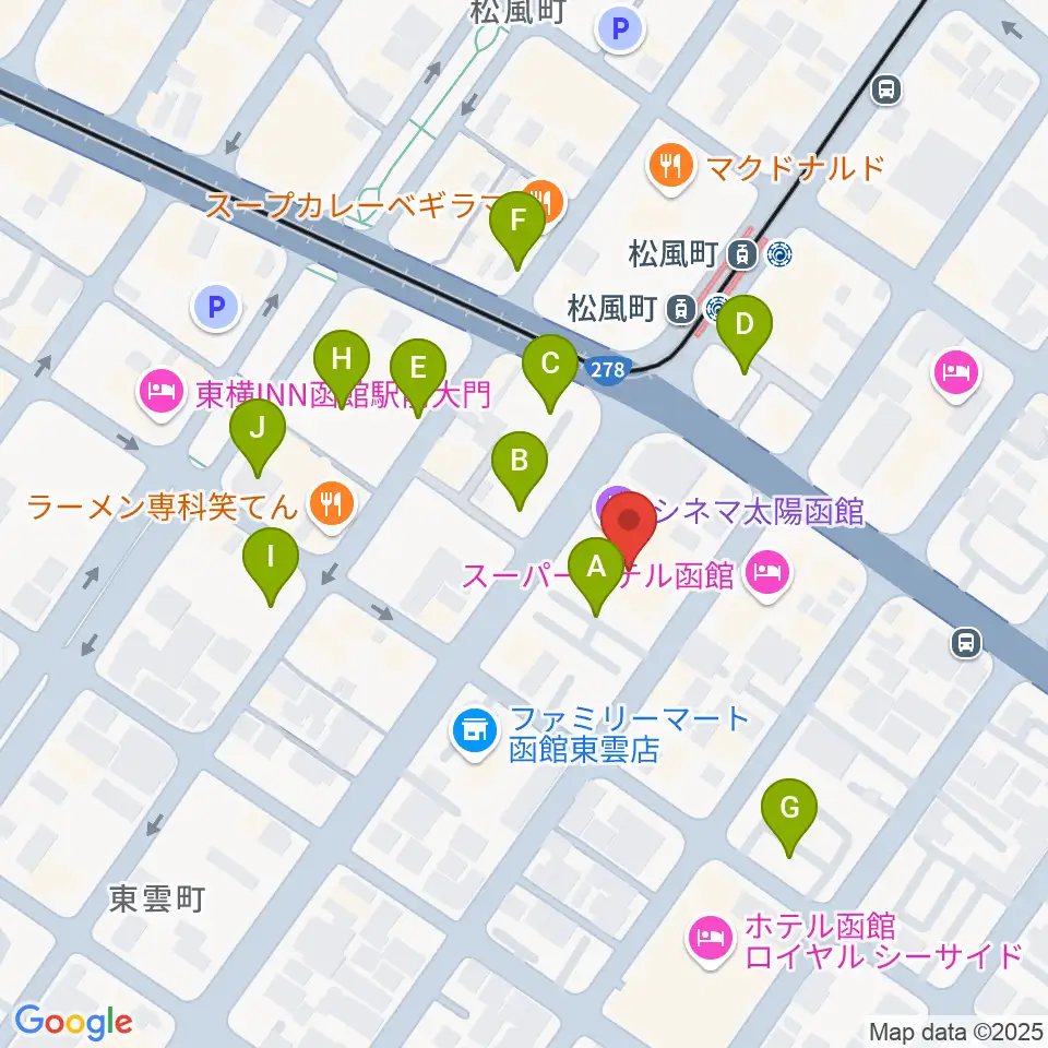シネマ太陽函館周辺の駐車場・コインパーキング一覧地図