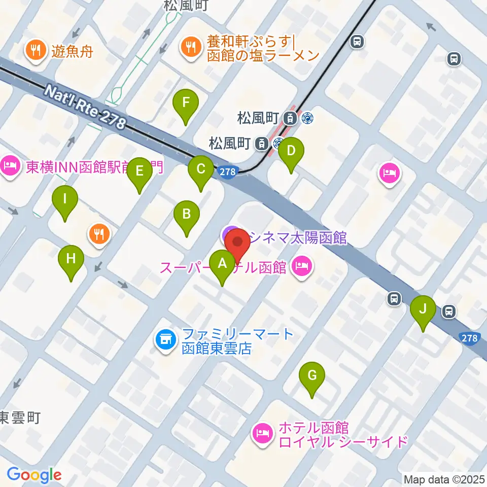 シネマ太陽函館周辺の駐車場・コインパーキング一覧地図