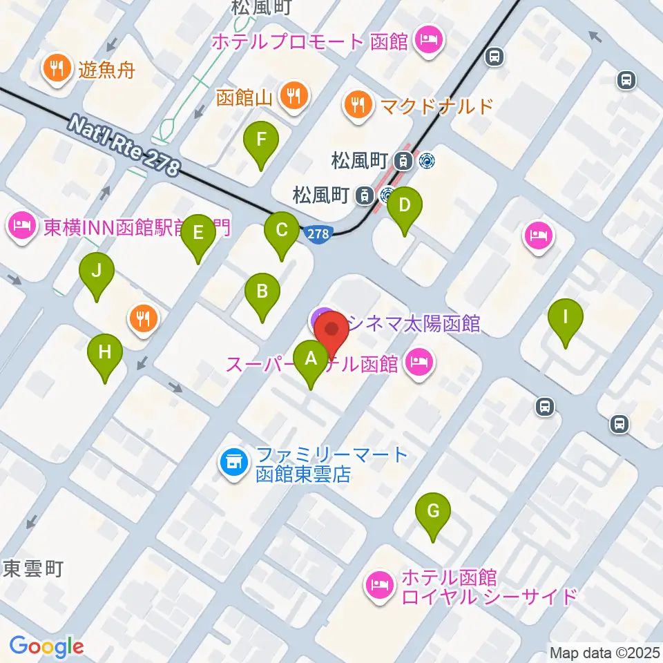 シネマ太陽函館周辺の駐車場・コインパーキング一覧地図