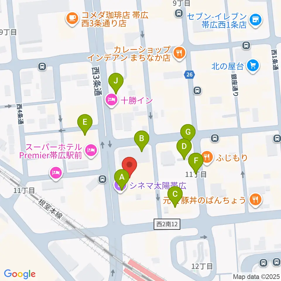 シネマ太陽帯広周辺の駐車場・コインパーキング一覧地図