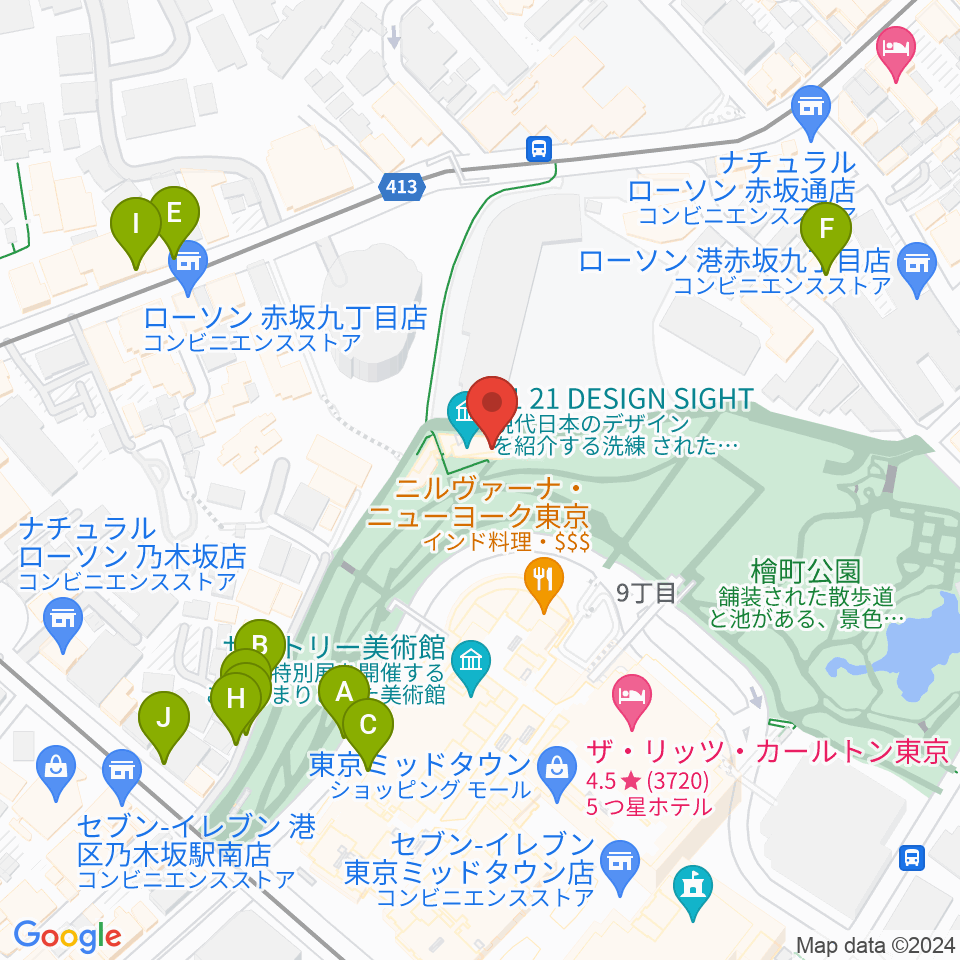 21_21 DESIGN SIGHT周辺の駐車場・コインパーキング一覧地図