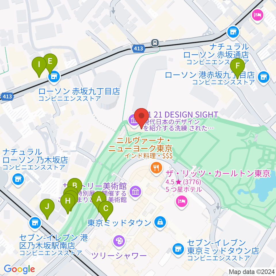 21_21 DESIGN SIGHT周辺の駐車場・コインパーキング一覧地図