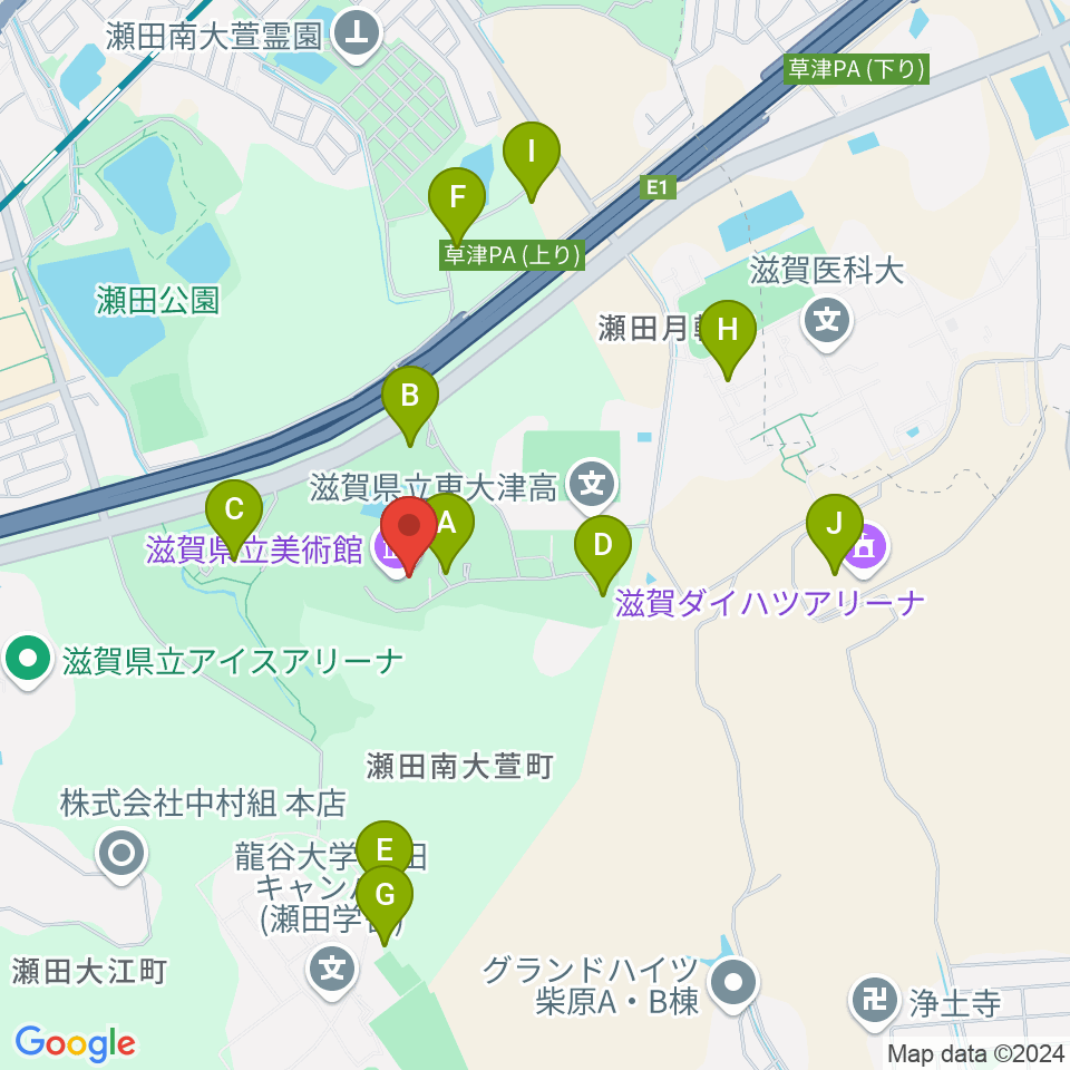 滋賀県立美術館周辺の駐車場・コインパーキング一覧地図