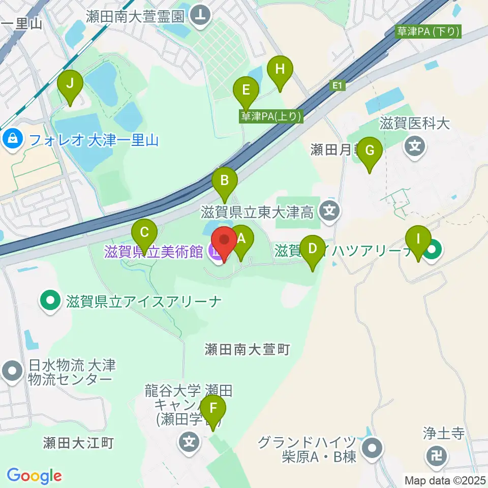 滋賀県立美術館周辺の駐車場・コインパーキング一覧地図