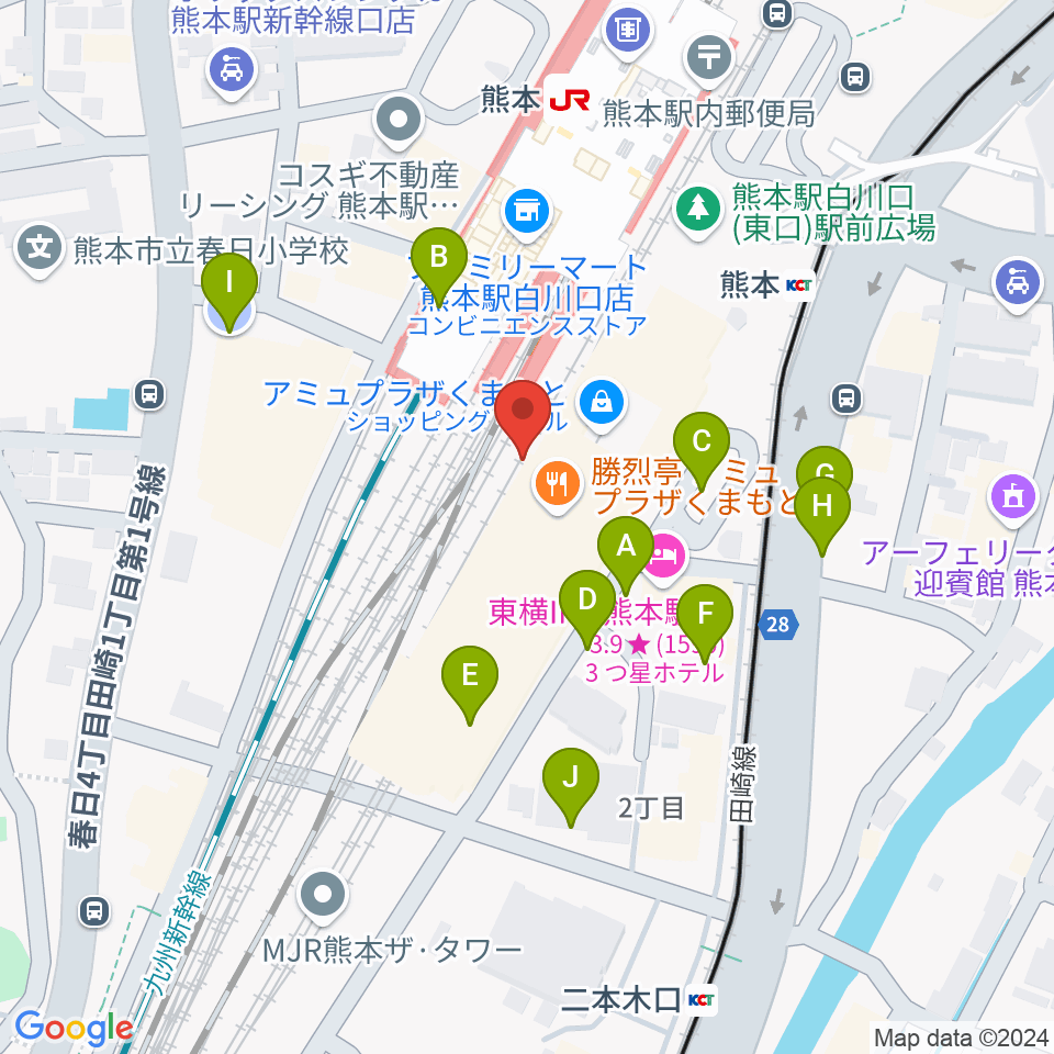 熊本ピカデリー周辺の駐車場・コインパーキング一覧地図