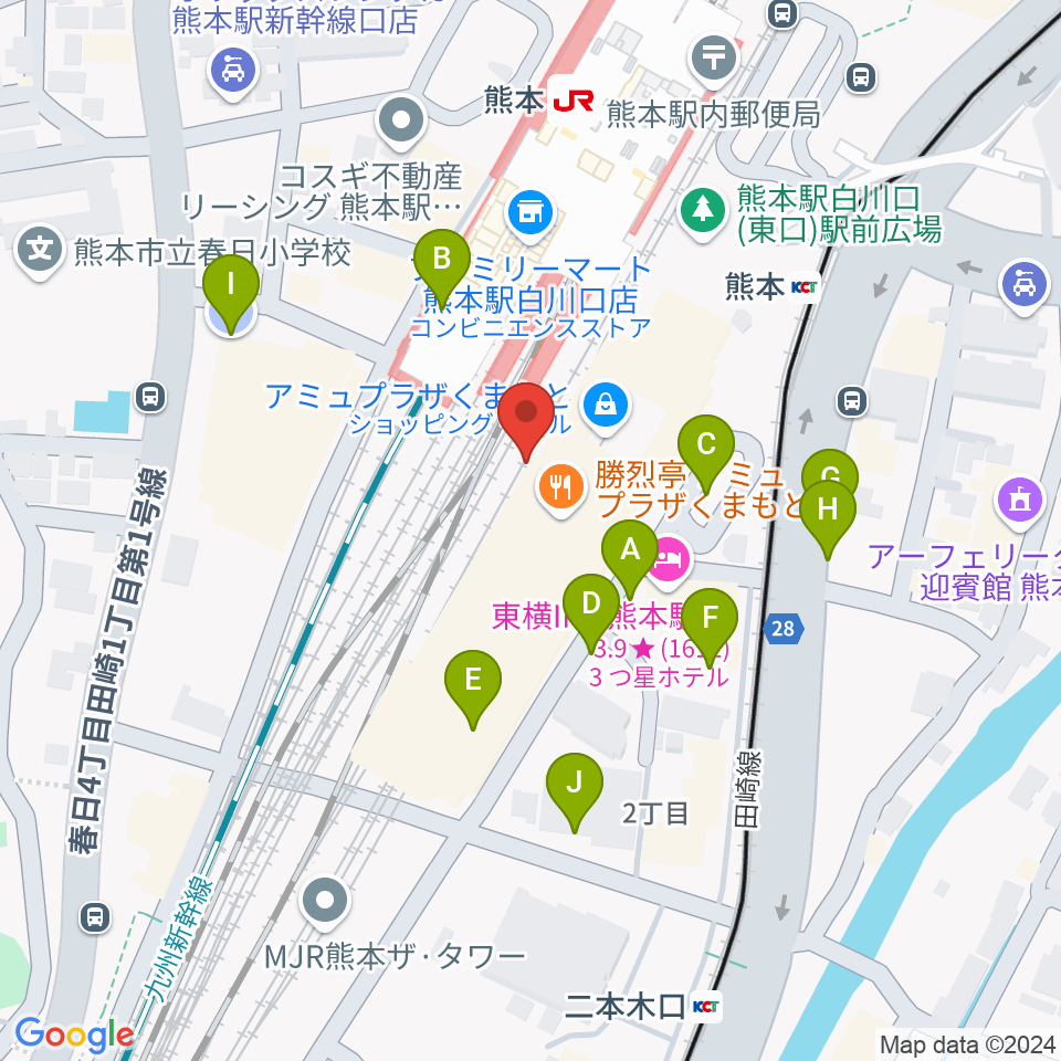 熊本ピカデリー周辺の駐車場・コインパーキング一覧地図