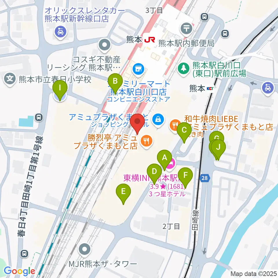 熊本ピカデリー周辺の駐車場・コインパーキング一覧地図
