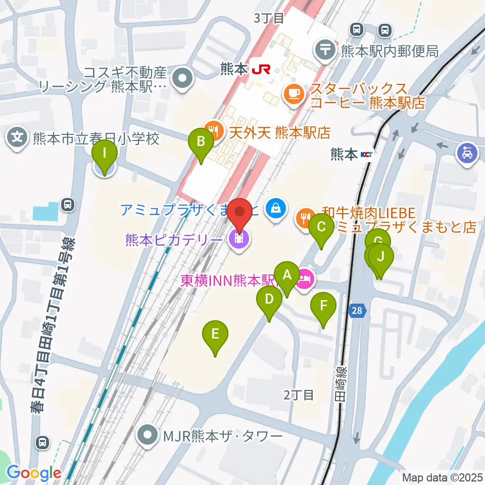 熊本ピカデリー周辺の駐車場・コインパーキング一覧地図