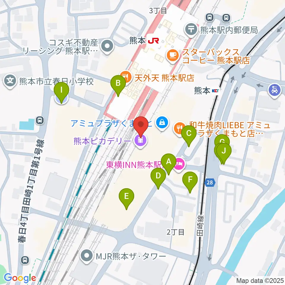 熊本ピカデリー周辺の駐車場・コインパーキング一覧地図