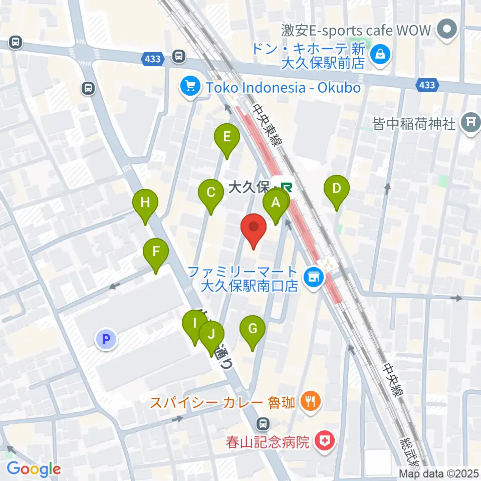 ON AIR 大久保スタジオ周辺の駐車場・コインパーキング一覧地図