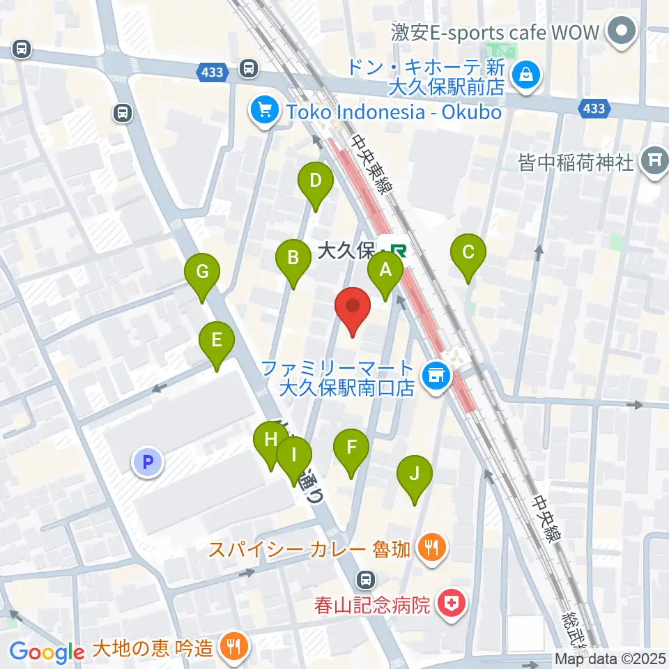 ON AIR 大久保スタジオ周辺の駐車場・コインパーキング一覧地図