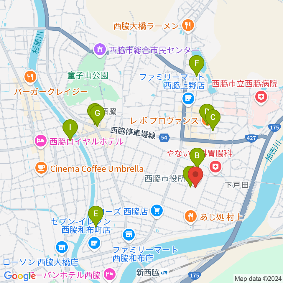 西脇市市民交流施設オリナス周辺の駐車場・コインパーキング一覧地図