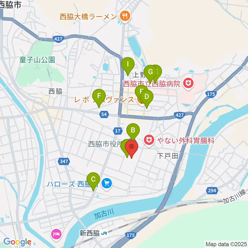 西脇市市民交流施設オリナス周辺の駐車場・コインパーキング一覧地図