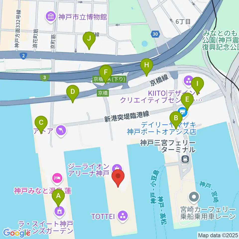 ジーライオンアリーナ神戸周辺の駐車場・コインパーキング一覧地図