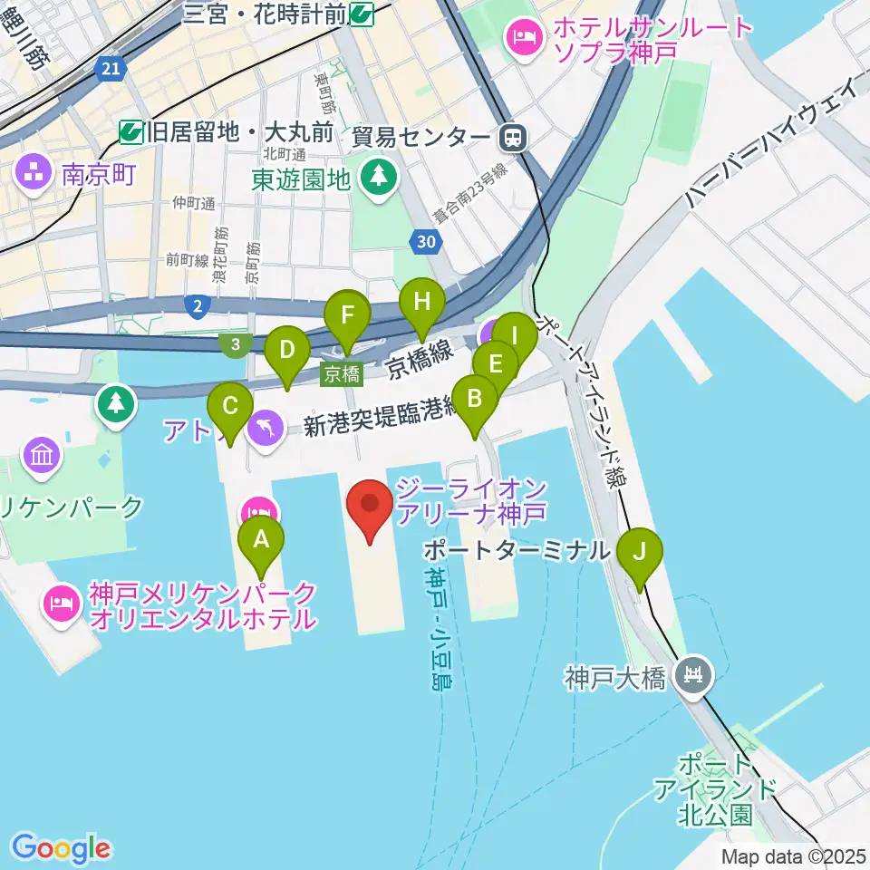 ジーライオンアリーナ神戸周辺の駐車場・コインパーキング一覧地図