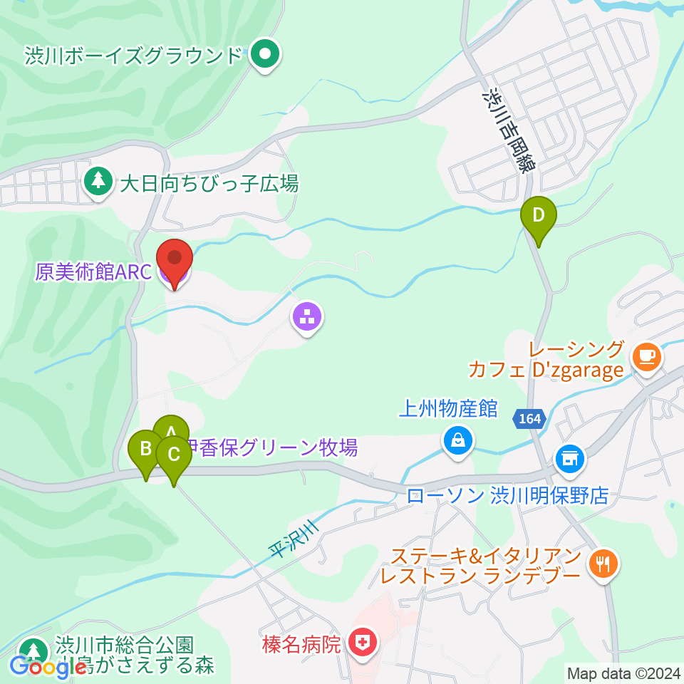 原美術館ARC周辺の駐車場・コインパーキング一覧地図