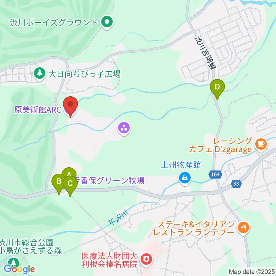 原美術館ARC周辺の駐車場・コインパーキング一覧地図