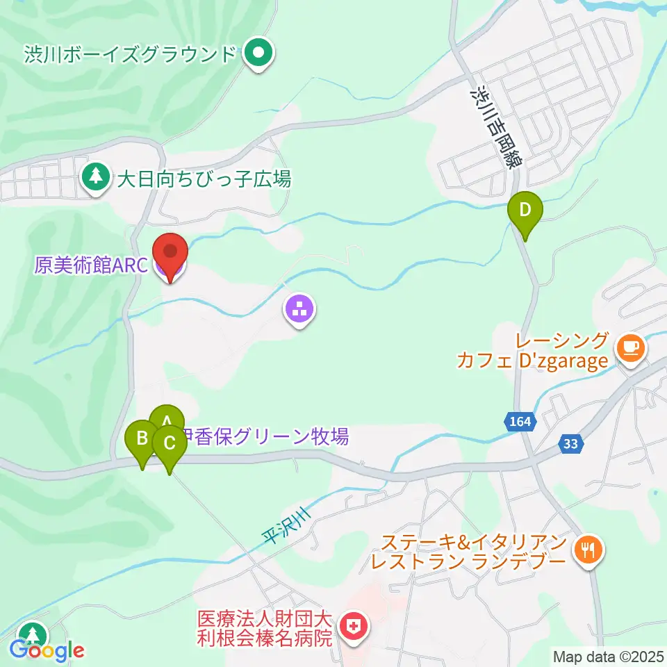 原美術館ARC周辺の駐車場・コインパーキング一覧地図