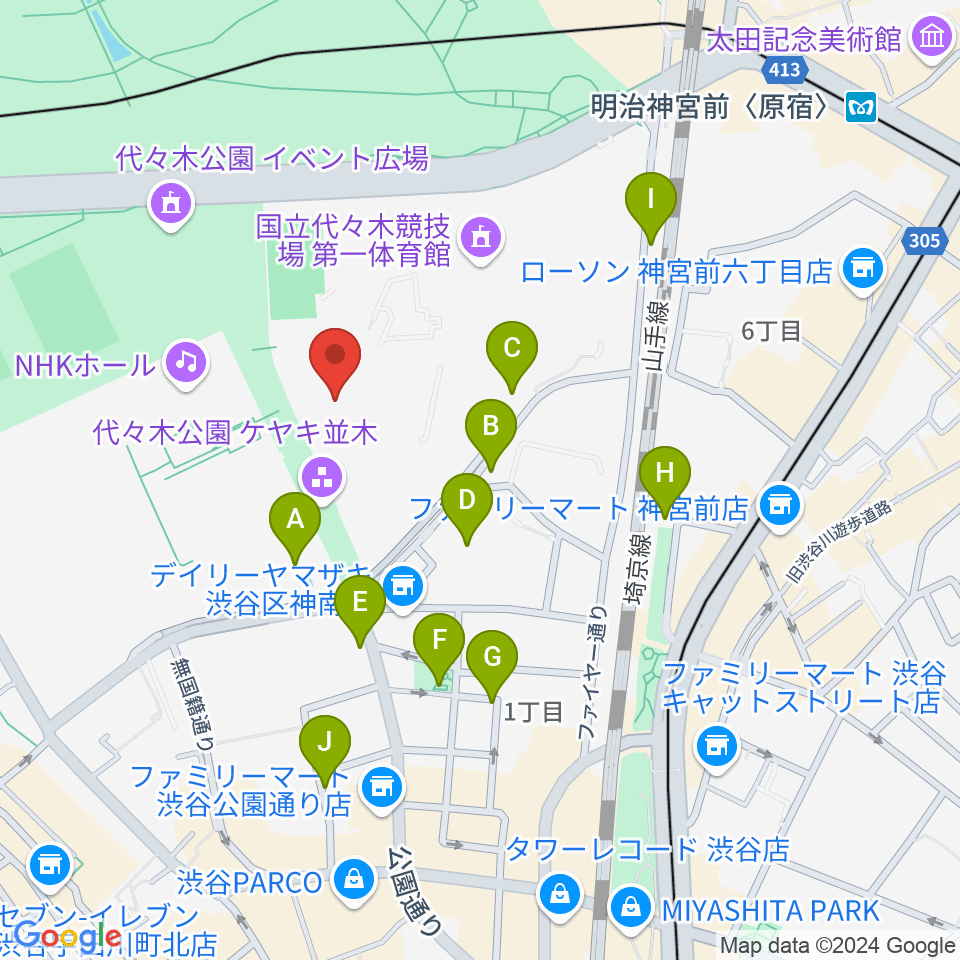 代々木第二体育館周辺の駐車場・コインパーキング一覧地図