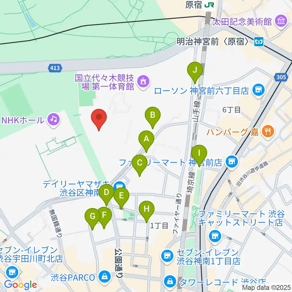 代々木第二体育館周辺の駐車場・コインパーキング一覧地図