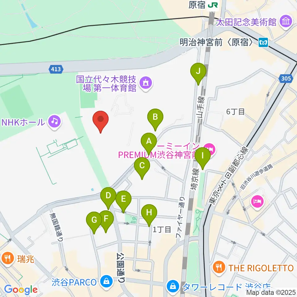 代々木第二体育館周辺の駐車場・コインパーキング一覧地図