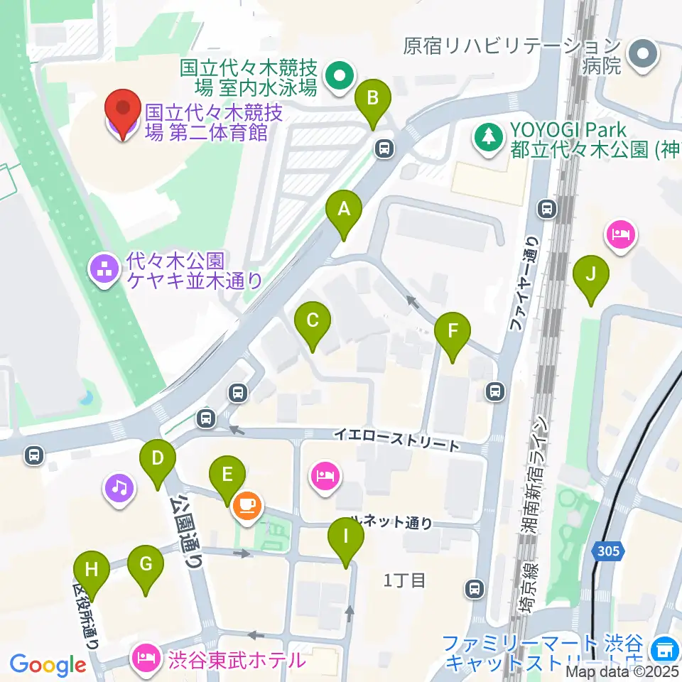 代々木第二体育館周辺の駐車場・コインパーキング一覧地図