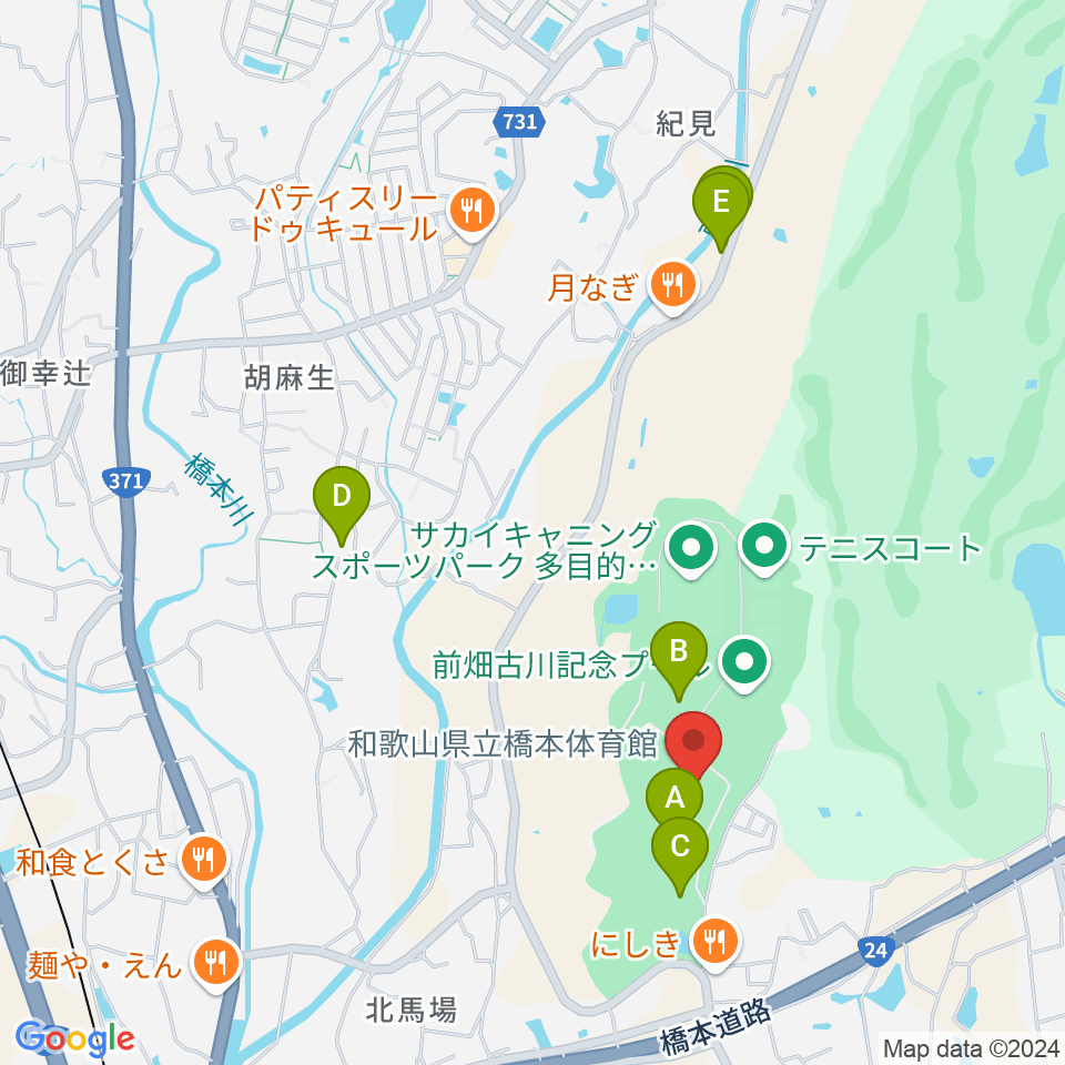 和歌山県立橋本体育館周辺の駐車場・コインパーキング一覧地図