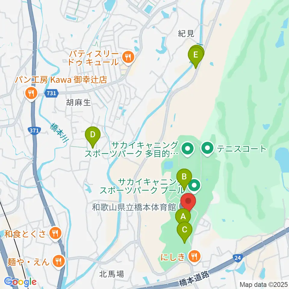 和歌山県立橋本体育館周辺の駐車場・コインパーキング一覧地図