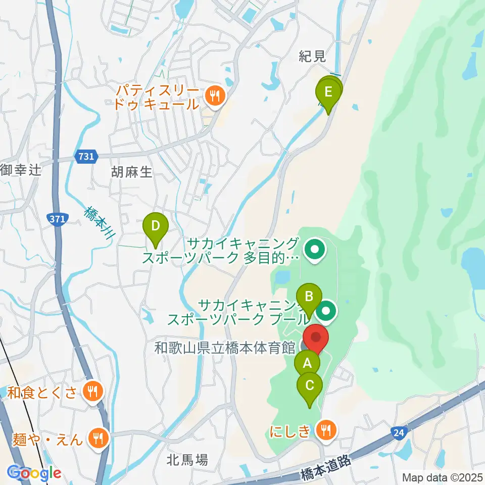 和歌山県立橋本体育館周辺の駐車場・コインパーキング一覧地図