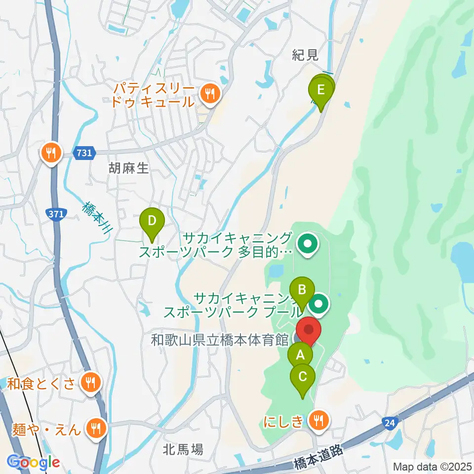 和歌山県立橋本体育館周辺の駐車場・コインパーキング一覧地図