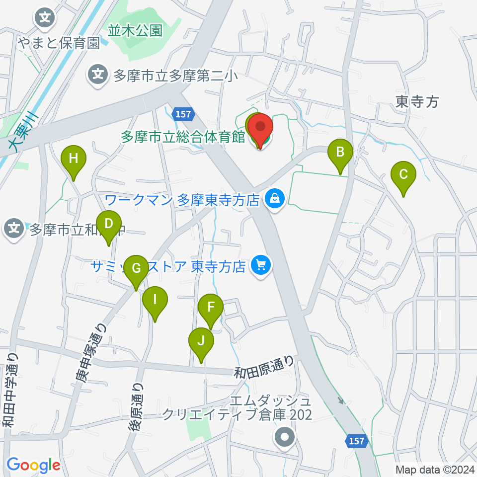 多摩市立総合体育館周辺の駐車場・コインパーキング一覧地図