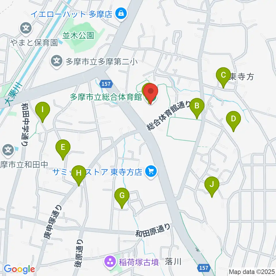 多摩市立総合体育館周辺の駐車場・コインパーキング一覧地図