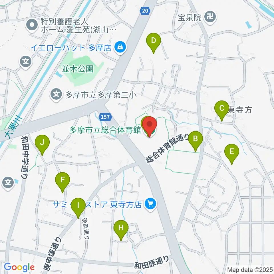 多摩市立総合体育館周辺の駐車場・コインパーキング一覧地図