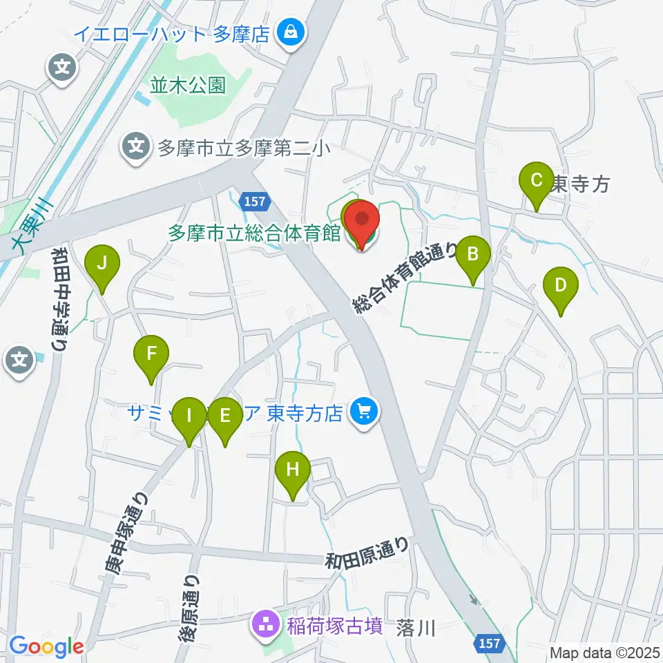多摩市立総合体育館周辺の駐車場・コインパーキング一覧地図