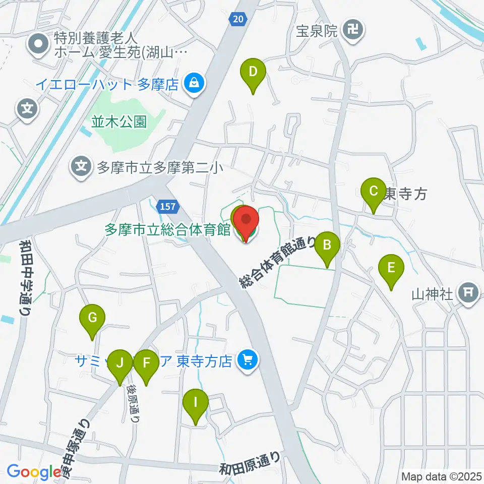 多摩市立総合体育館周辺の駐車場・コインパーキング一覧地図