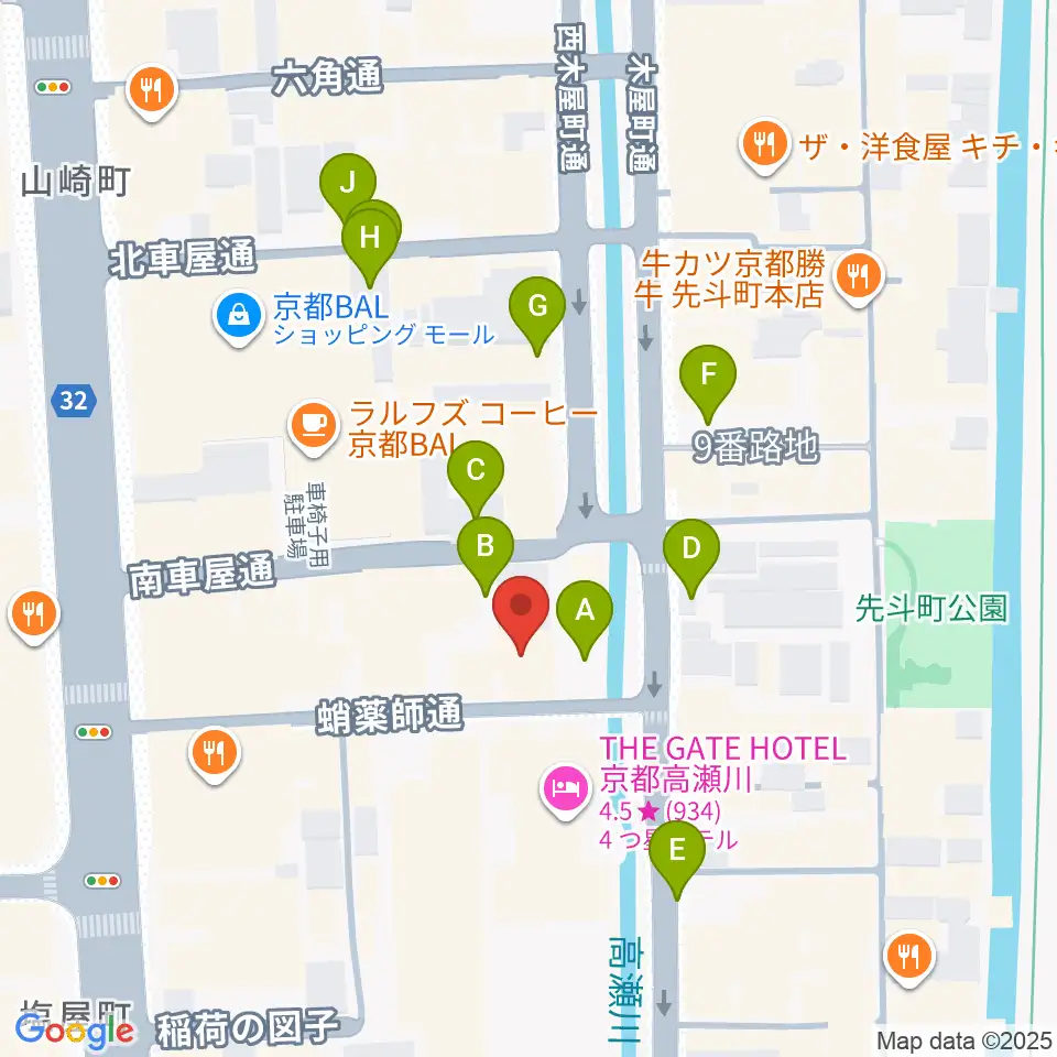 音楽天国・京都河原町店周辺の駐車場・コインパーキング一覧地図