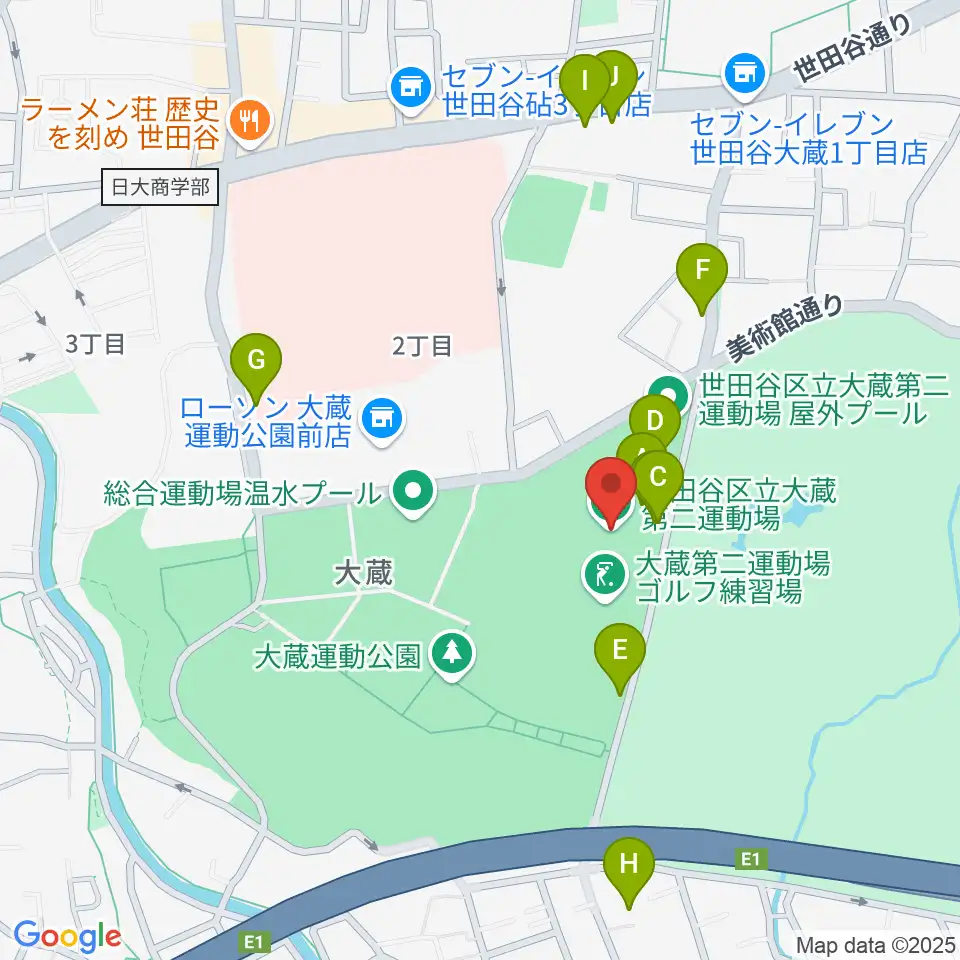 大蔵第二運動場体育館周辺の駐車場・コインパーキング一覧地図