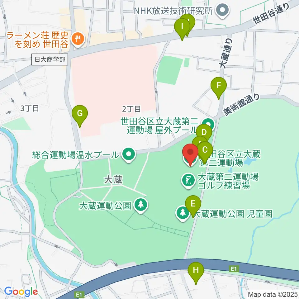 大蔵第二運動場体育館周辺の駐車場・コインパーキング一覧地図