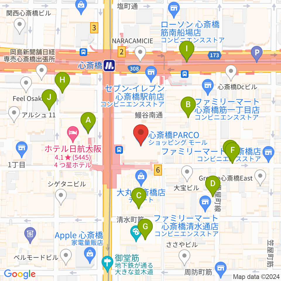 心斎橋パルコSPACE14周辺の駐車場・コインパーキング一覧地図