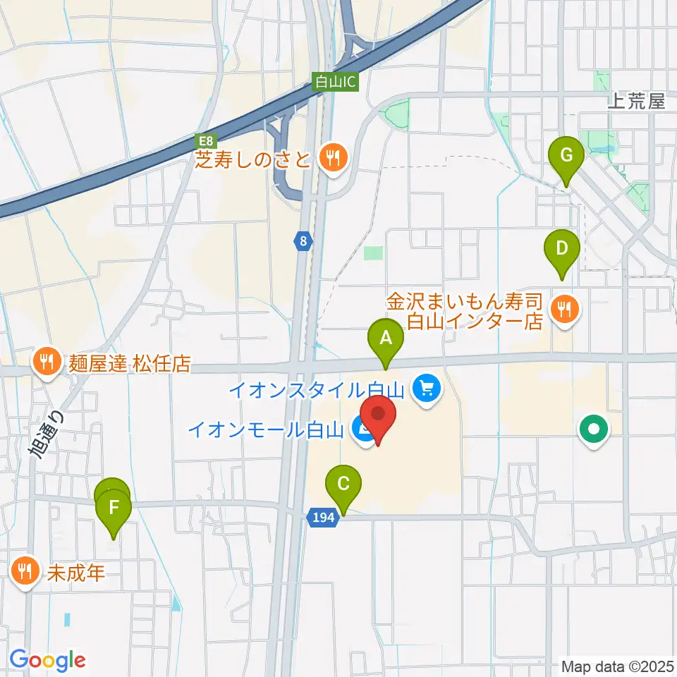 イオンシネマ白山周辺の駐車場・コインパーキング一覧地図